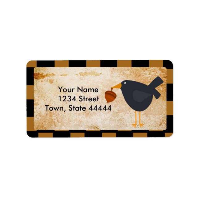Crow and Acorn Thanksgiving Address Labels (Front)