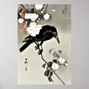 Crow and Cherry Blossoms by Ohara Koson Poster
