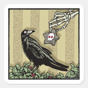 Crow and Cookie - Pop Goth Holiday Square Sticker