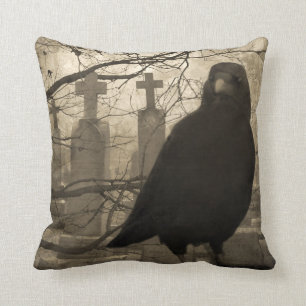 Crow and Crosses Throw Pillow