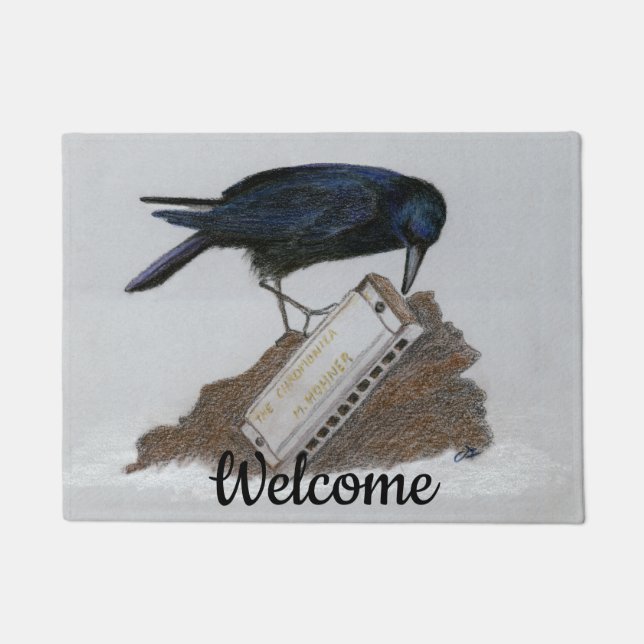 Crow and Harmonica Doormat (Front)