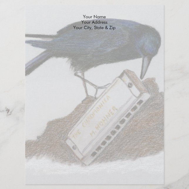 Crow and Harmonica Letterhead (Front)