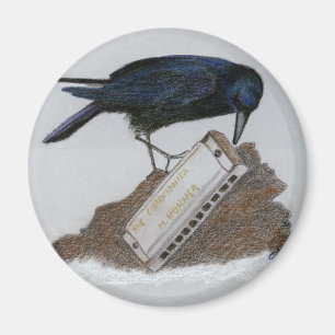 Crow and Harmonica Magnet