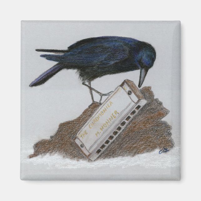 Crow and Harmonica Magnet (Front)