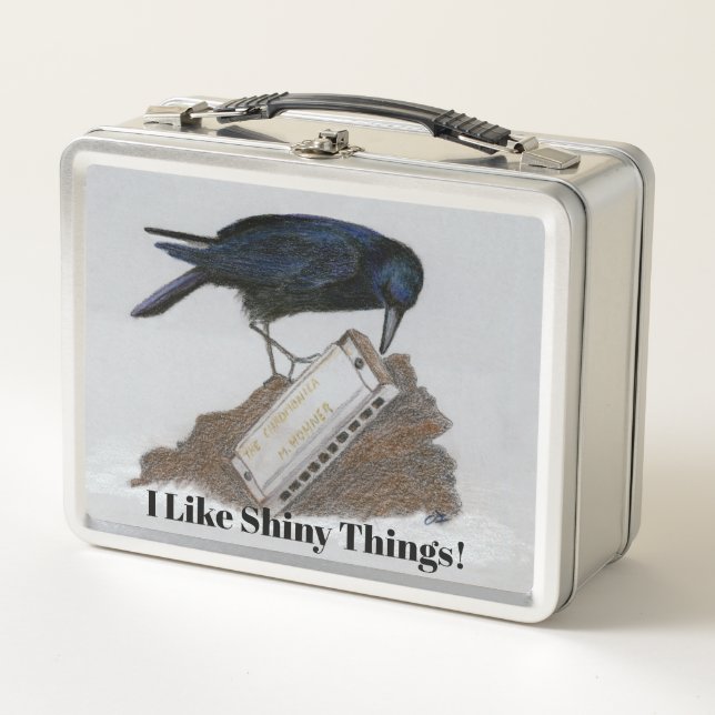 Crow and Harmonica Metal Lunch Box (Front)