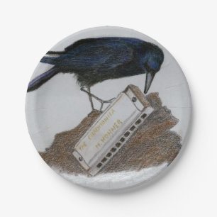 Crow and Harmonica Paper Plate