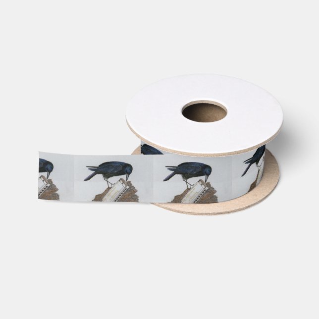 Crow and Harmonica Satin Ribbon (Spool)