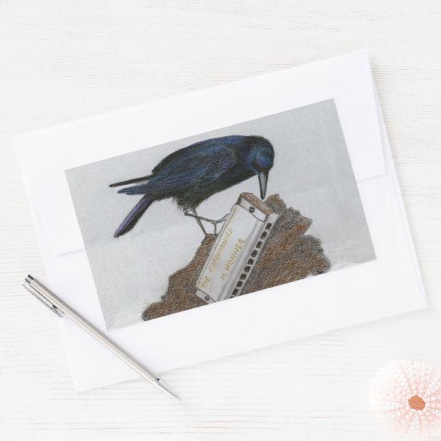 Crow and Harmonica Sticker (Envelope)