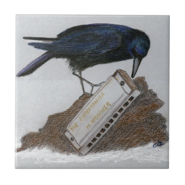 Crow and Harmonica Tile (Front)