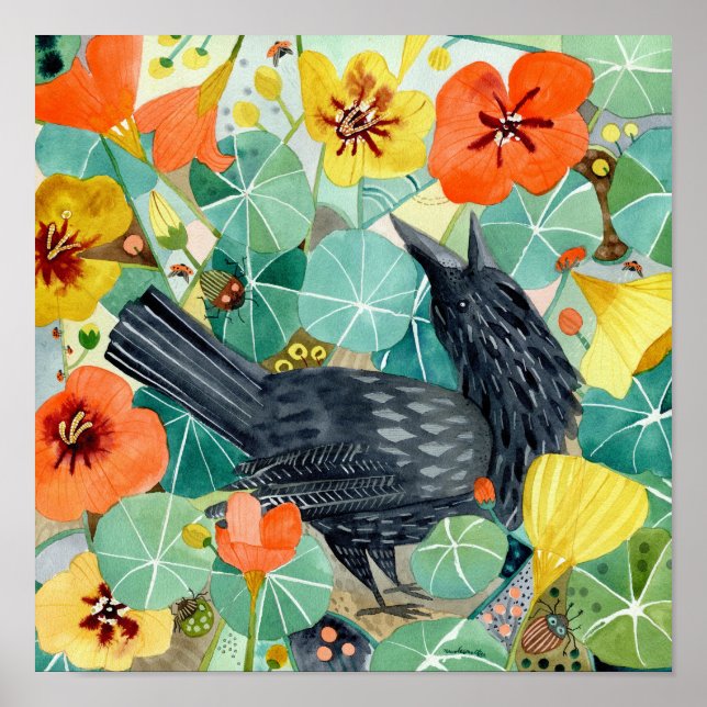 Crow and Nasturtium poster (Front)