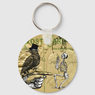 Crow and skeleton keychain