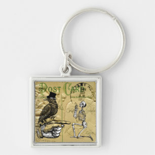 Crow and skeleton keychain