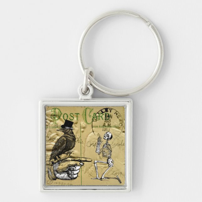 Crow and skeleton keychain (Front)