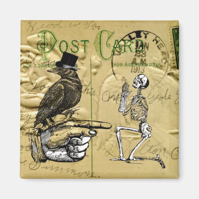 Crow and skeleton magnet (Front)