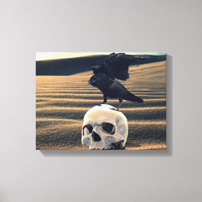 Crow and Skull Raven Desert Gothic Death Canvas Print (Front)