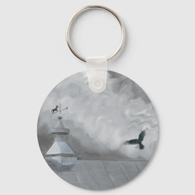 Crow and Weather Vane Keychain (Front)