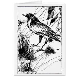 Crow at Cliff folded card