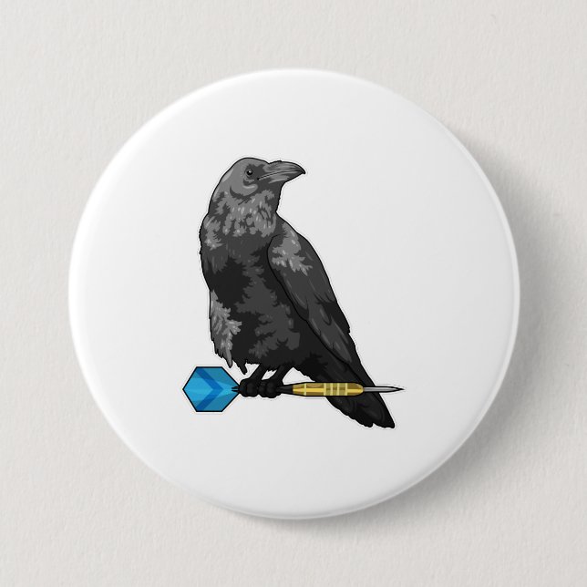 Crow at Darts with Dart 3 Inch Round Button (Front)
