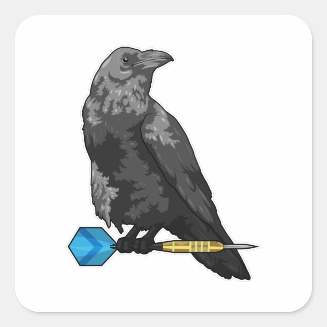 Crow at Darts with Dart Square Sticker (Front)