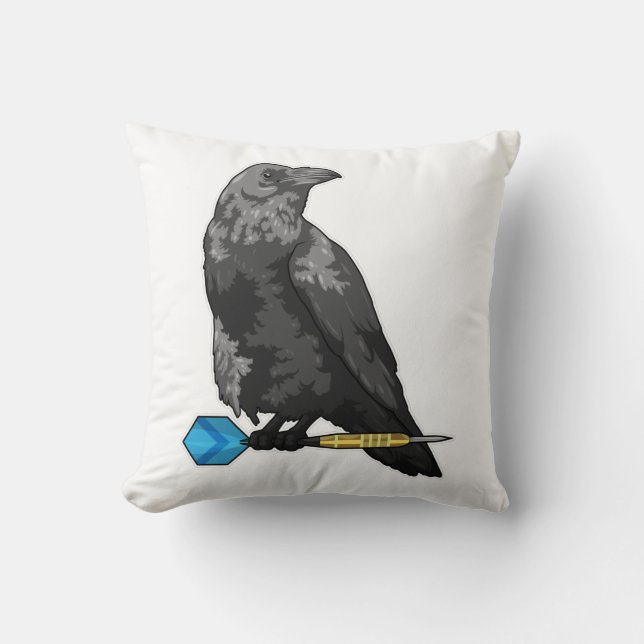 Crow at Darts with Dart Throw Pillow (Front)
