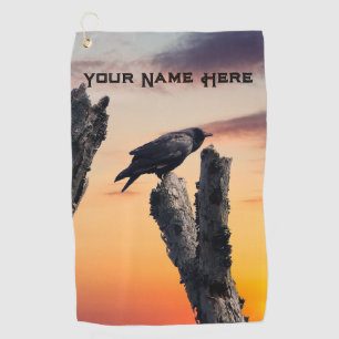 Crow at Sunrise Golf Towel