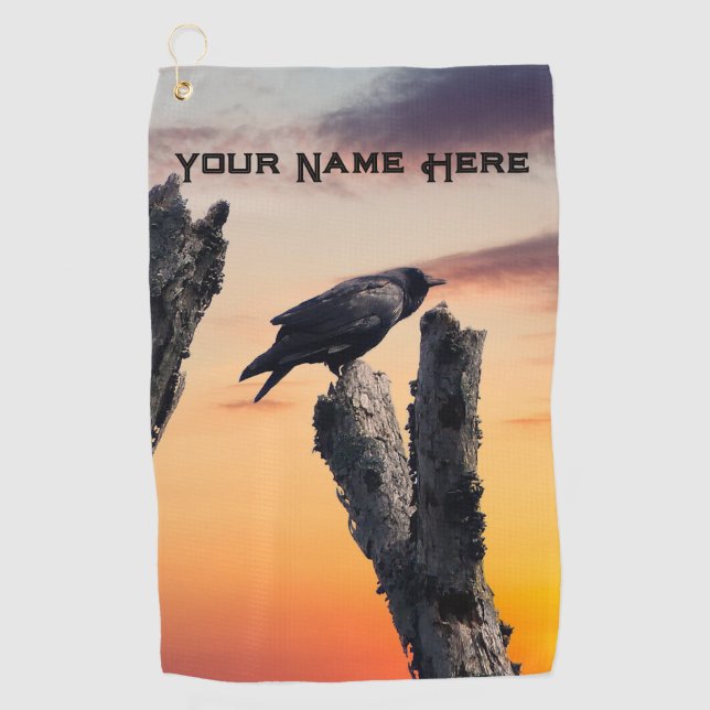 Crow at Sunrise Golf Towel (Front)