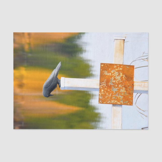 Crow Autumn Orange Decoupage Tissue Paper (Front)