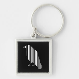 Crow Bar Code Bird Pattern Design Keychain