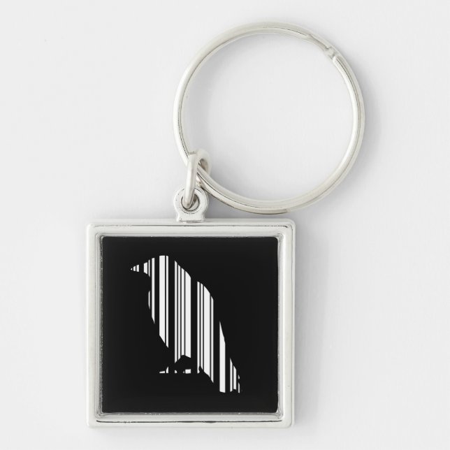 Crow Bar Code Bird Pattern Design Keychain (Front)