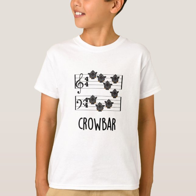 Crow Bar Funny Music Bird Pun  T-Shirt (Front)