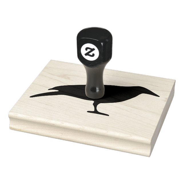 Crow Bird, Black Silhouette, 4" x 5" Rubber Stamp (Stamp)