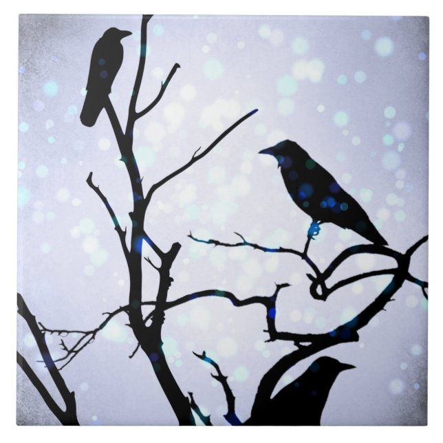 Crow Bird on Tree Bird 94 Tile (Front)