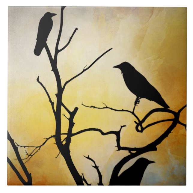 Crow Birds on Tree bird 95 Tile (Front)