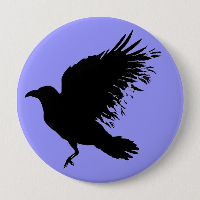 Crow - black 4 inch round button (Front)