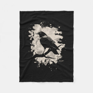 Crow bleached look fleece blanket