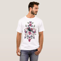 Crow, Bleeding Heart & Roses Floral Pattern