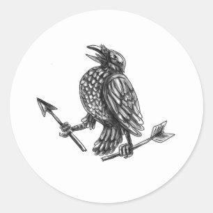 Crow Clutching Broken Arrow Tattoo Classic Round Sticker