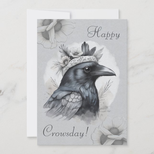 Crow Corbeau Portrait Carte des fleurs (Devant)