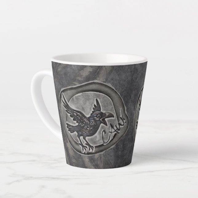Crow Crow Rabe calls CAW! Latte Mug (Left Angle)