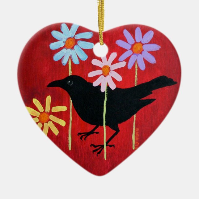 Crow & Daisies Ornament (Front)