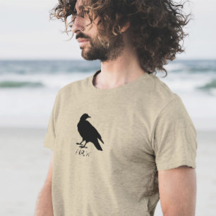 Crow Drawing and Naw Silhouette in Black T-Shirt
