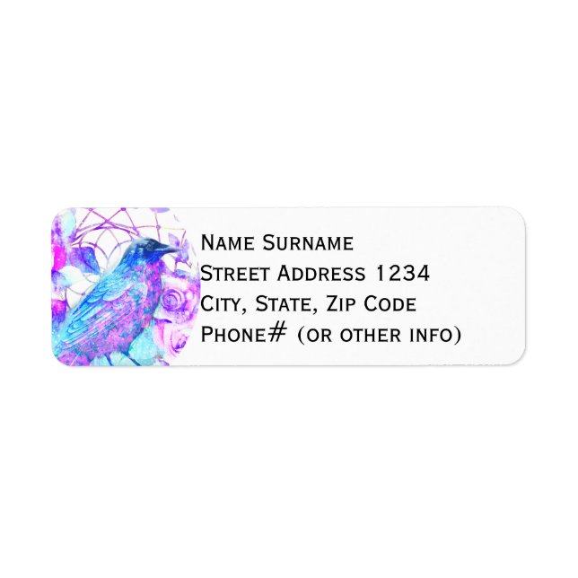 Crow Dreamcatcher Blue Purple Floral (Devant)