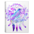 Crow Dreamcatcher Blue Purple Floral