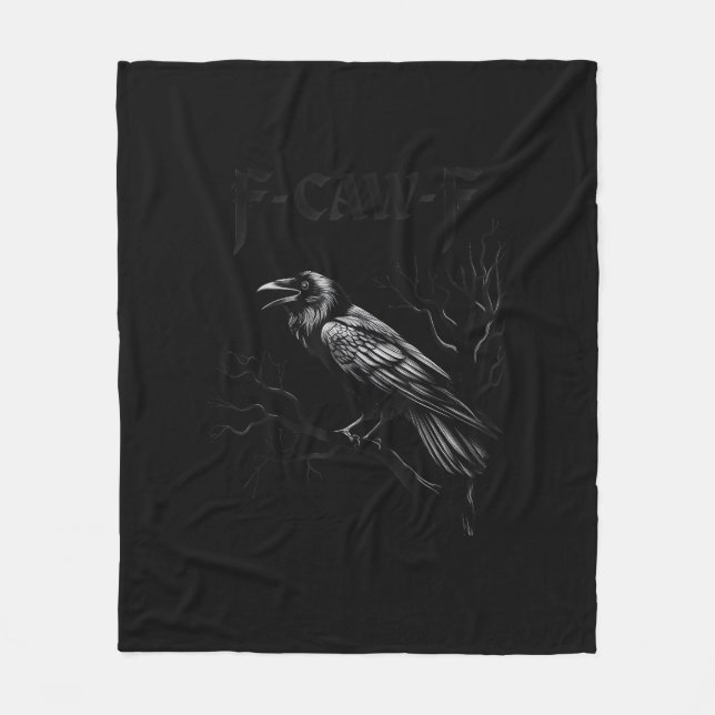 Crow, F-Caw-F Bird Retro Classic Fleece Blanket (Front)