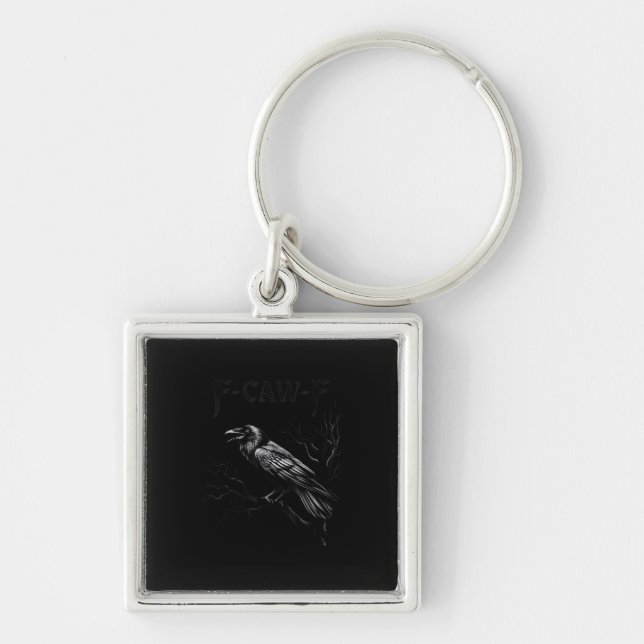 Crow, F-Caw-F Bird Retro Classic Keychain (Front)