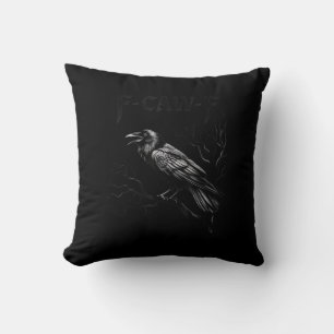 Crow, F-Caw-F Bird Retro Classic Throw Pillow