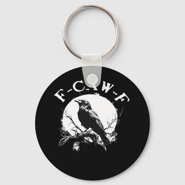 Crow F-Caw-F Funny Bird Aesthetic Casual Keychain (Front)