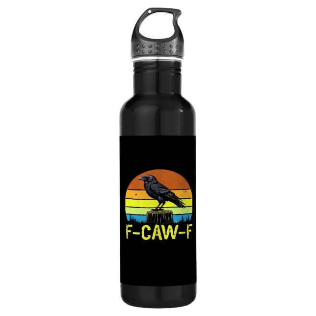 Crow F-Caw-F Funny Bird Classic Minimal Clean 710 Ml Water Bottle (Front)