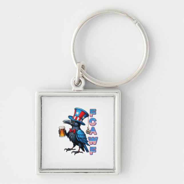Crow, F-Caw-F Funny Bird Creative Casual Keychain (Front)