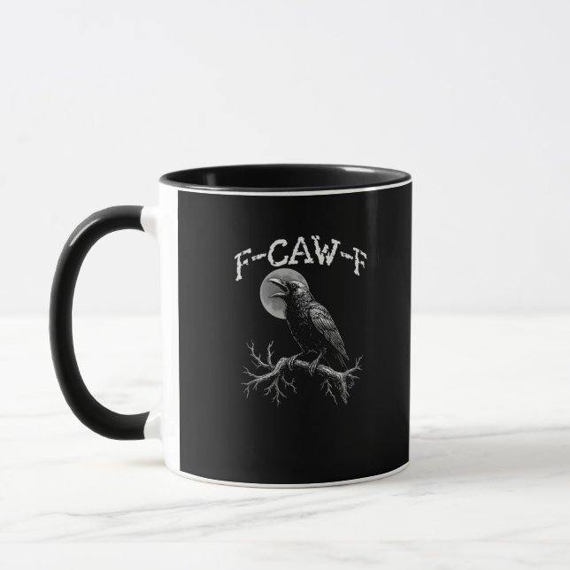 Crow F-Caw-F Funny Bird Crow Humour Tri-blend Tren Mug (Left)